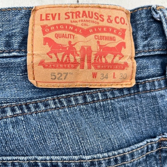 Men’s Levi's 527 Blue Straight Leg Denim 34x30 Relaxed Fit Zipper Iconic Jeans - Picture 4 of 9